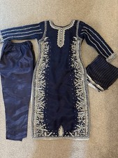 Nevy Blue Silver Long Kameez &