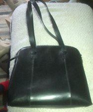 L.CREDI LARGE BLACK SMOOTH REAL LEATHER ZIPPED TOTE BAG HANDBAG EXCELLENT COND