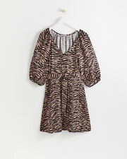 Oliver Bonas Womens Brown Mini Animal Dress