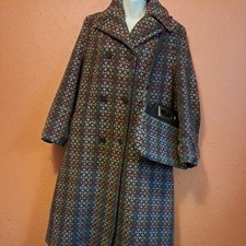 Vintage 1970s winter welsh wool Eclipse tapestry long coat and matching bag 