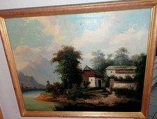 Oilg. old sign. Romantic with