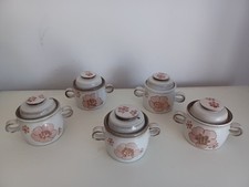 5 x Denby Gypsy Pattern Lidded Soup For One Bowls Stoneware 70’s Mid Century