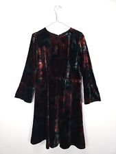 Hobbs Dress Size 12 Black Red Floral Velvet Zinnia Occasion Winter Fit & Flare