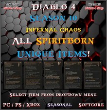 ✨Diablo 4✨Season 10✨Spiritborn Unique Items✨1 - 4 GA✨High Roll Aspect✨24/7✨