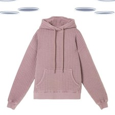 Ex Fat Face Women's Hoodie Purple Quilted Long Sleeve Cotton