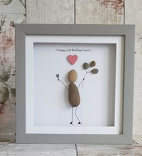 Personalised birthday pebble art gift, any age & name 30th/40th/50th/60th