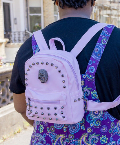 Mini pastel goth pink skull - pastel,