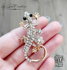 Golden Lizard Gecko Brooch