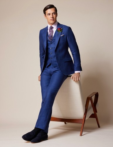 Hawes curtis blue linen 3 - &,