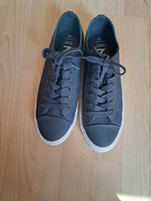 Lovely New Next Lace Up Navy Blue Sneakers With White Trim & Soles