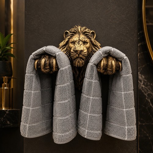 Lion head hand - hand, towel