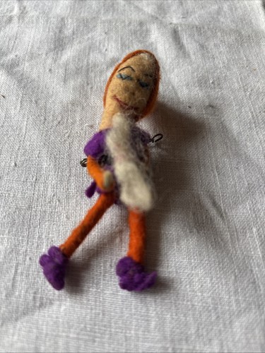 Vintage needle felt elf pin - elf,