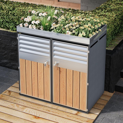 Double wheelie bin store - bin,