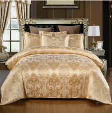 Silk Bedding Sets Jacquard Duvet Quilt Cover Set Double & King Size 3 Pcs/Set UK