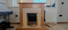 Adam Chilton Fireplace in Oak & Cream with Blenheim Electric Fire in Brass, 3...