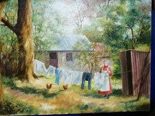 Noel Shaw original irish art "Washday"