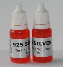 2 x 10ml 925 SILVER Tester Spot On Testing Acid Solution Test Kit Fluid Fast