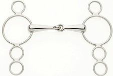 Lorina 3 Ring Continental Snaffle Single Jointed Dutch Gag Bubble Bit 4.5"-6.5"