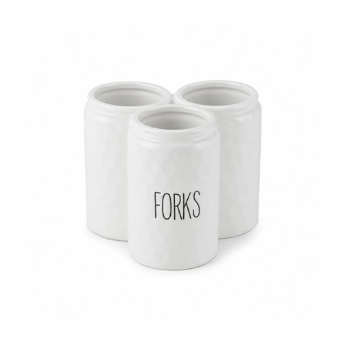 White ceramic cutlery holder - white,