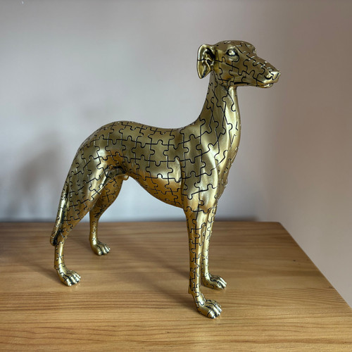 Gold greyhound whippet statue - gold,