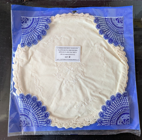 Embroidered fabric doilies - embroidered,
