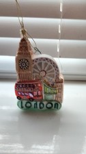 London Landmarks Christmas Tree Decoration Bus Big Ben London Eye Tower Bridge
