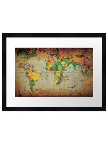 Old map framed wall - map,
