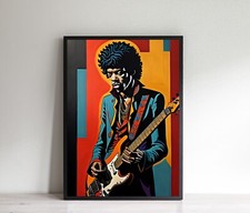Guitar Wall Art Poster, Jimi Hendrix Guitarist, Birthday Christmas Gift Present