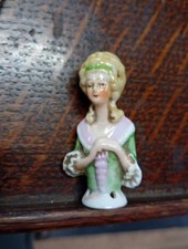Vintage Half Doll Pin Cushion 1920s Porcelain Georgian 18th Century Lady 65mm