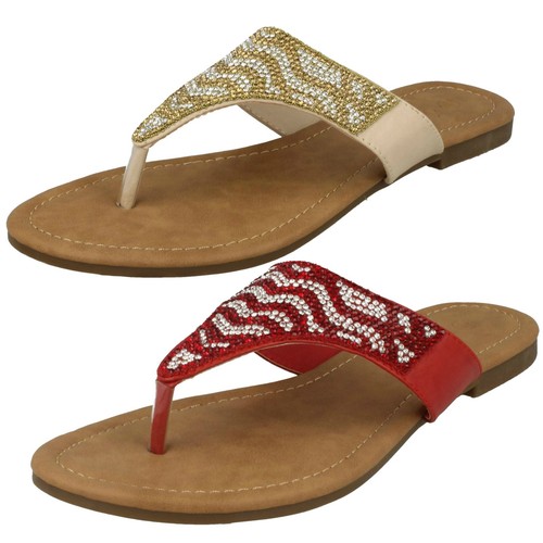 Ladies savannah flat diamante - flat,