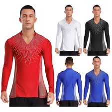 UK Mens Dance Top Rhinestones