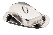 Kitchen Craft Stainless Steel Butter Dish with  Cover / Lid Size: 19cm x 11cm x 