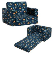 BEJOY Kids Sofa Bed 2-in-1 Flip Out Cuddly Toddler Couch Convertible Dinosaurs