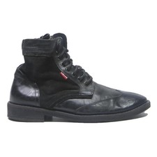 LEVI'S Mens Lace-Up Black Leather Boots UK 9 Stylish Durable