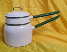 Vintage Judge Ware Double Boiling Pan or Bain Marie Cream/ Green Circa 1940's 