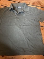 Boys Lacoste Polo T-shirt Age 12 Khaki Green Good Condition