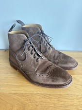 Loake 1880 Burford Brown Suede Brogue Boot UK 9F Made in England Goodyear Welted