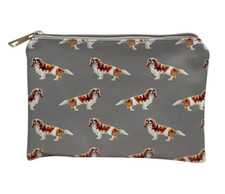 Ladies King Charles Spaniel cosmetic makeup bag lined zipped case Dog lover gift