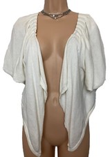 MONSOON M/12 Vgc Ivory SILK Mix Short Sleeve Bolero/Shrug/Cover Up