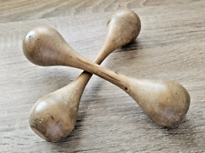 Antique Wooden Dumbbells Weights C.1900's Rare Light Ladies Weights Q962