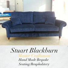 BESPOKE 3 SEATER SOFA,SETTEE - IN  BLUE VELVET