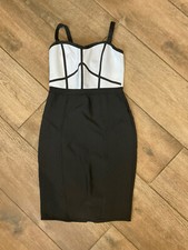 Womens Lipsy Black/White Bandage Knee Length Dress Size UK10