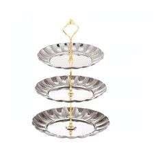 3 Tier Cake Stand Fruit Plate Stainless Steel Stand For Wedding Party Decoration