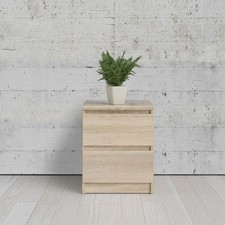 Bedside Table Matt Oak Effect 2 Drawer Bedroom Furniture Bedside Contemporary