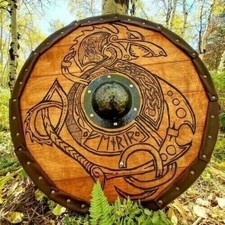 Christmas Medieval Knight Wooden Viking Round Shield Engraved designer