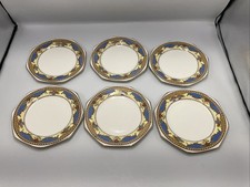 6 x BCM Nelson Ware  Blue Floral Geometric Print Octagonal Side Plates 15cm