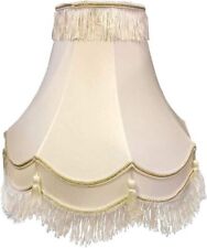 Luxurious Iceberg Double Scallop Tassel Silk Fabric Lampshade with Gold Trim