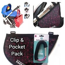 Buggy Buddy Bag Clip & Side Bag, PINK Buggy Strolle, Pushchair By MY BUGGY BUDDY