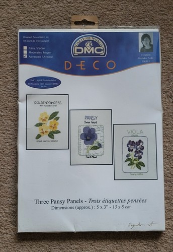 Dmc deco three pansy panels - dmc,