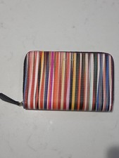 PAUL SMITH Womens Multi Stripe Swirl Leather Zip around Medium PURSE